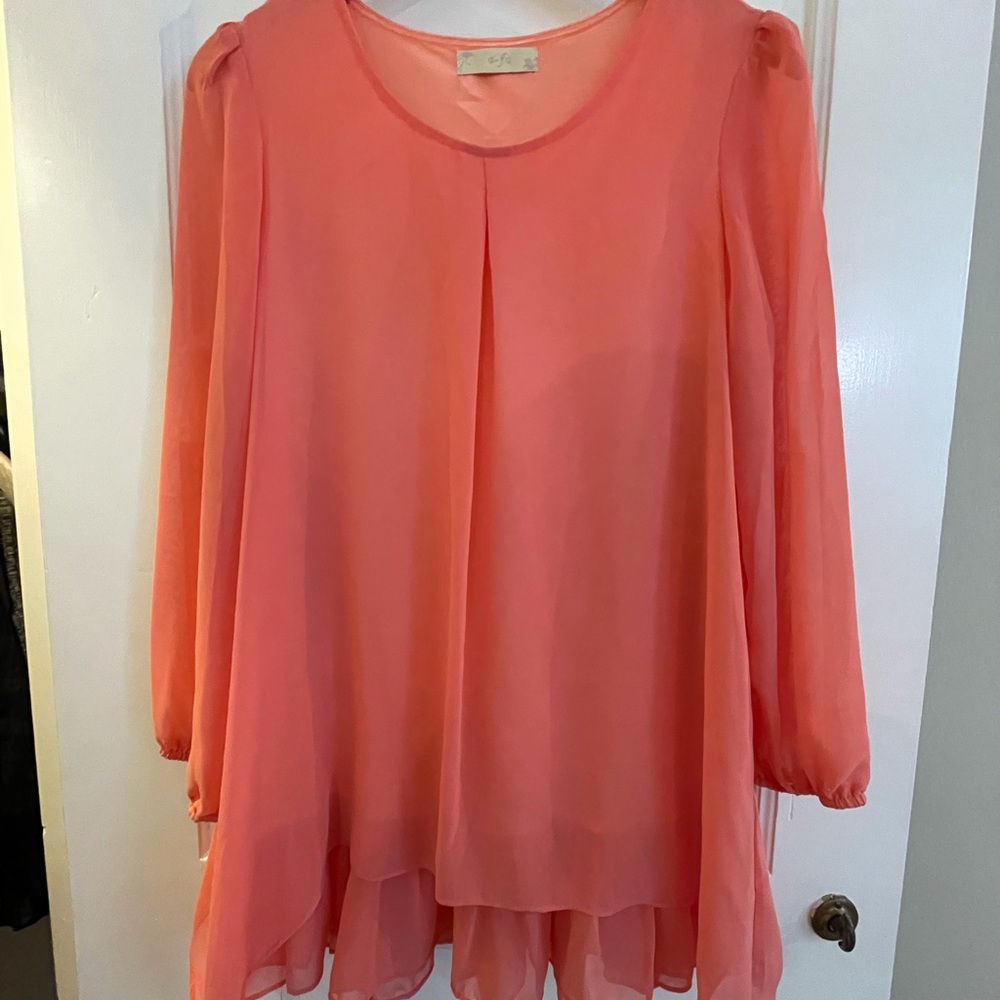 Taiwan pink flowy ruffle long sleeve dress